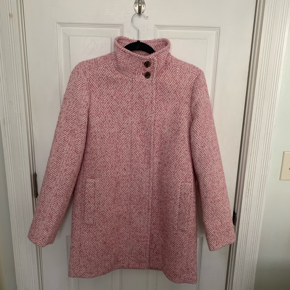 J. Crew Pink Herringbone Trench Coat
